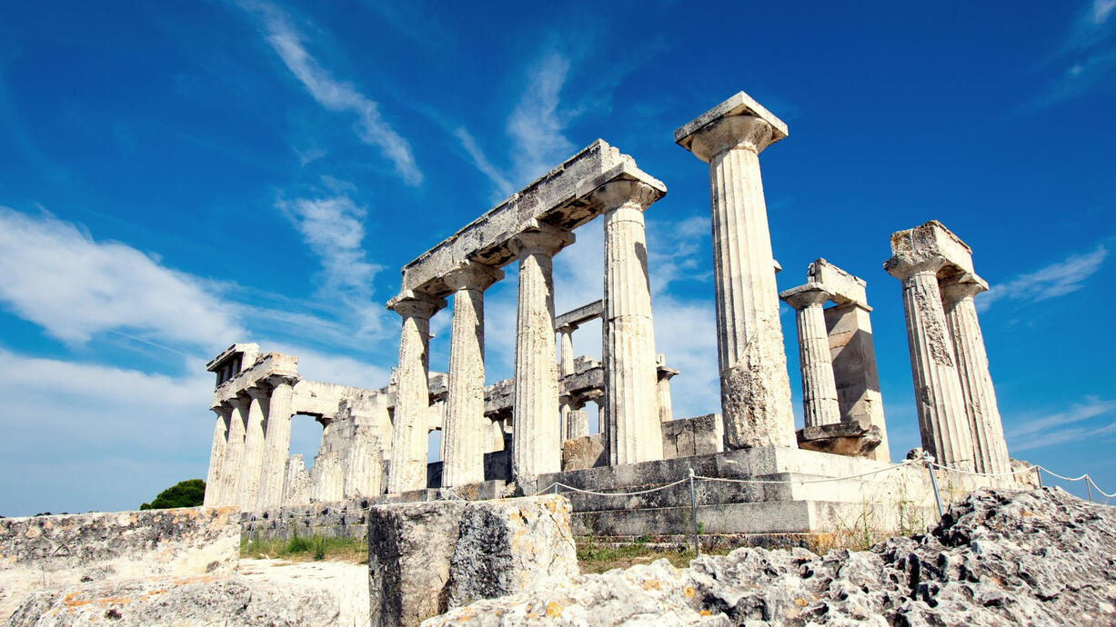 view of a Greek temple